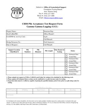 Fillable Online Dot Ca CIDH Pile Acceptance Test Request Form Gamma