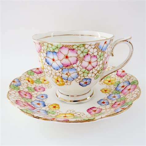 Royal Albert Crown China Tea Cup And Saucer Set Hand Painted Flowers