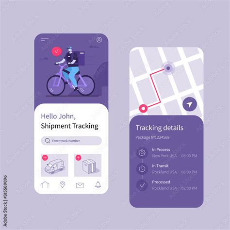 Mobile App Design Template for Delivery Tracking Service. Interface ...