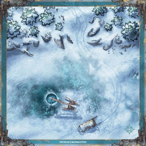 Winter Lake Icewind Dale Inspired 20x20 Articsnow Battlemap