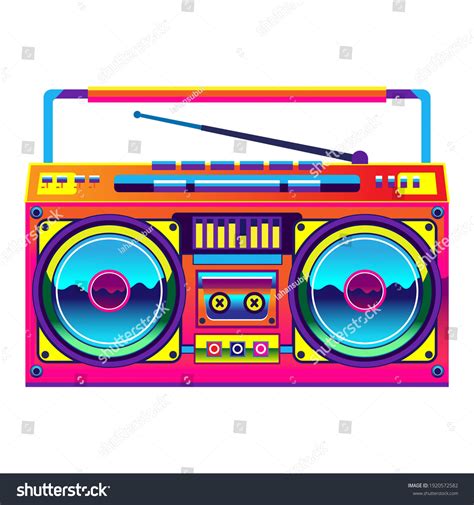 Retro Boombox Trendy Style Colorful Illustration Stock Vector (Royalty ...