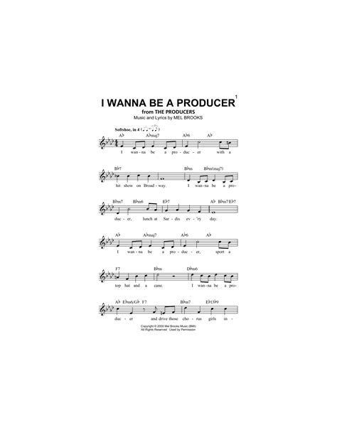 I Wanna Be A Producer Sheet Music Mel Brooks Lead Sheet Fake Book