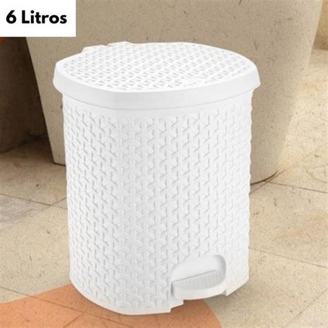 Lixeira Rattan Para Cozinha E Banheiro Hospital Pedal L