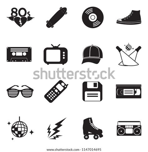 80s Vintage Retro Icons Black Flat Stock Vector (Royalty Free ...