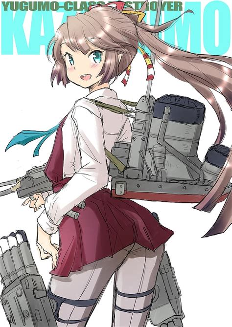 애니메이션 애니메이션 소녀들 Kantai Collection Kazagumo Kancolle 포니테일 갈색 머리