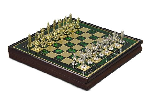 Metal Chess Set Roman Empire Wooden Framed I Chessgammon