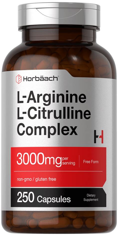 Horbaach L-Arginine & L-Citrulline Amino Acid Supplement | 3000mg | 250 ...