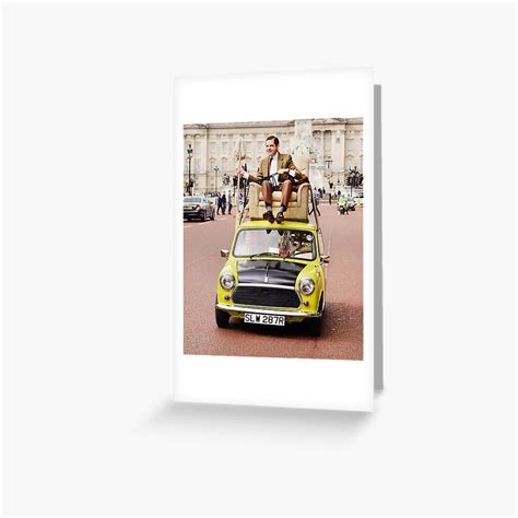 Mr Bean Funny Mr Bean Driving His Car From The Roof Greeting Card For Sale By Stefanbalaz