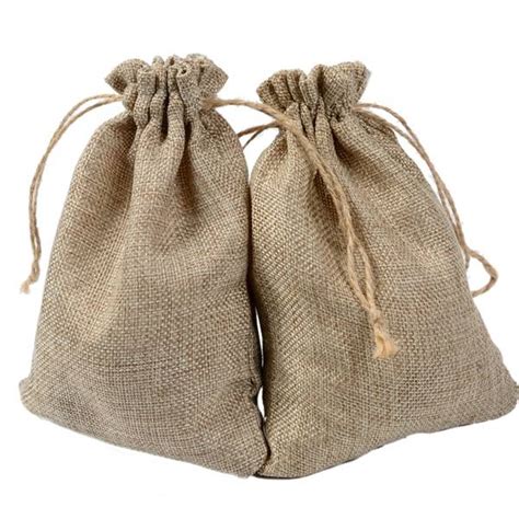 Eco Friendly Custom Logo Printed Linen Pouch Drawstring Gift Bag Jute