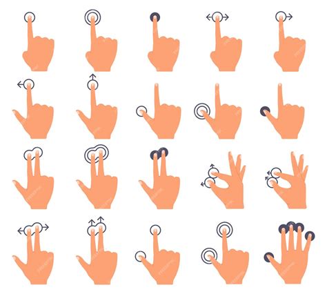 Tela De Toque De Mão Toque Na Interface De Swiping Mãos E Gestos De
