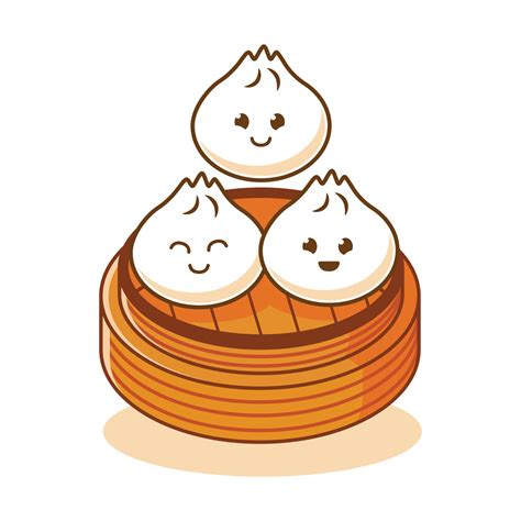 Dim Sum Dumpling Cute Cartoon Character With Various Smile Expression