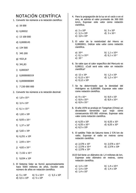 Solution Ejercicios De Notaci N Cient Fica Studypool