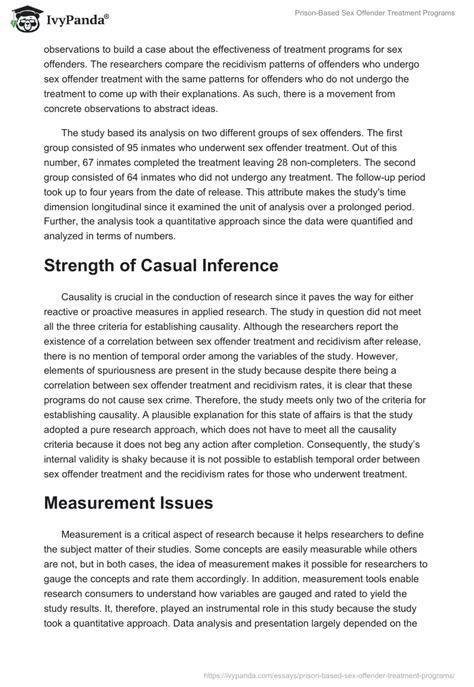 Prison Based Sex Offender Treatment Programs 1372 Words Essay Example