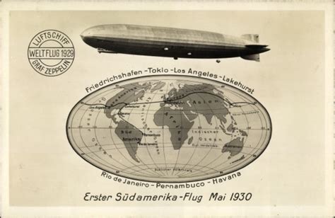 Ansichtskarte Postkarte Luftschiff Lz Graf Zeppelin Weltfahrt