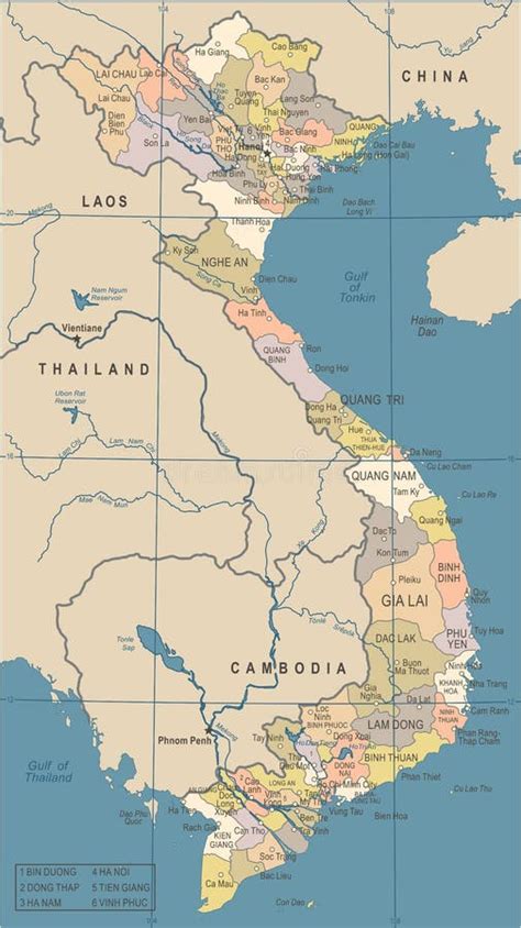 Mapa De Vietname Ilustração Detalhada Do Vetor Ilustração Stock