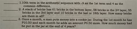 Answered 1 10th Term In The Arithmetic Sequence… Bartleby