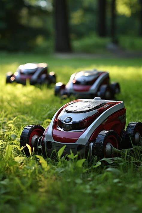 Lawn Robot Mows The Lawn Robotic Lawn Mower Cutting Grass Ai