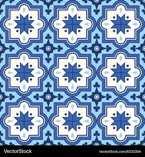 Arabic Pattern Moroccan Blue Tiles Design Vector Image