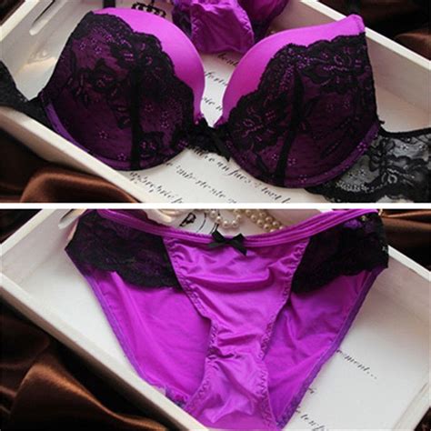 New Womens Lady Cute Sexy Underwear Satin Lace Embroidery Bra Sets Pink