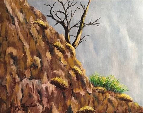 Rocky Cliff Original Acrylic Painting | Etsy