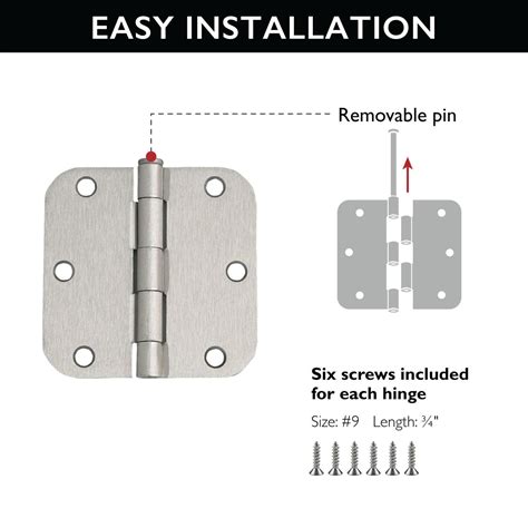 Radius 35 Inch Satin Nickel Door Hinge 3 Pack ǀ Hardware And Locks ǀ