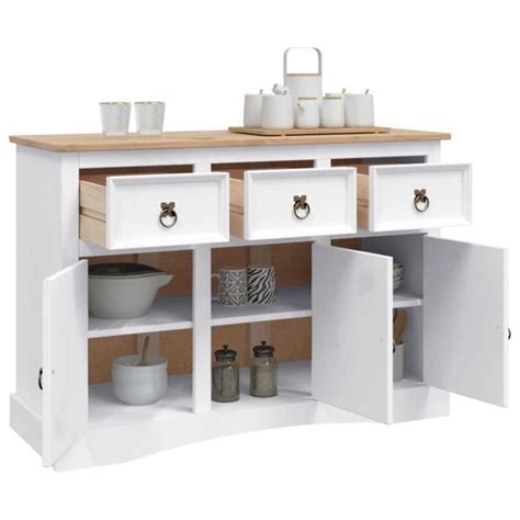 ZERODIS Buffet Gamme Corona Pin Massif Mexicain Blanc 132x43x78 Cm