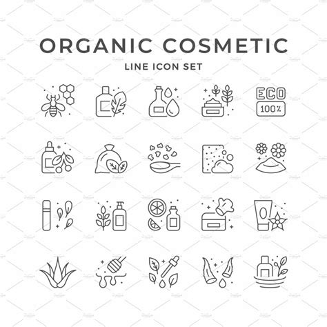 Set Line Icons Of Organic Cosmetic MasterBundles