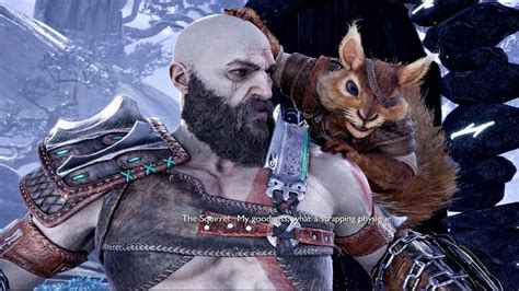 God Of War 5 Ragnarok Kratos Meets Ratatoskr Scene The Bitter Swearing Squirrel Ps5 4k 60fps