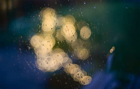 Surface Drops Bokeh Glass Rain Wet Lights Hd Wallpaper