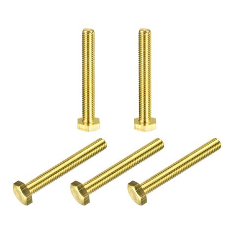 Brass Hex Bolts M8x60mm 5 Pack Fully Thread Grade 4 8 Machine Screws