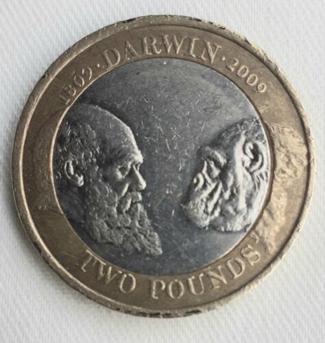 RARE COLLECTIBLE CHARLES DARWIN 2 POUND COIN CIRCULATED WITH MINTING