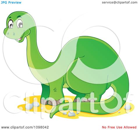 Clipart Happy Green Brontosaurus Dinosaur Royalty Free Vector