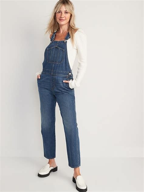 Slouchy Straight Workwear Non Stretch Jean Overalls Old Navy