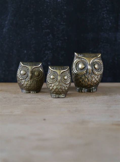 Vintage Brass Owls Set Of 3 Brass Figurines Brass Etsy Vintage Brass Brass Figurines Vintage