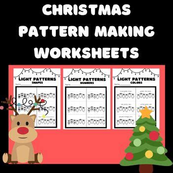 Christmas Lights Pattern Making Worksheets By Crazy Kinder Crew Tpt