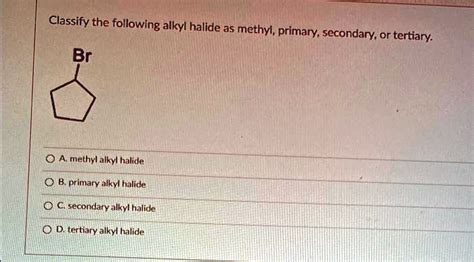 SOLVED Classify The Following Alkyl Halide As Methyl Primary