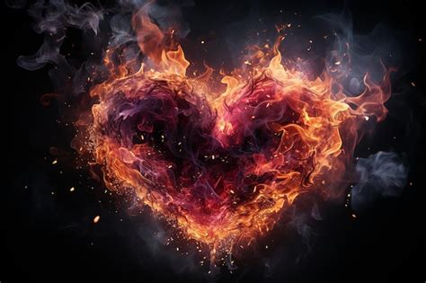 Premium Ai Image Burning Heart