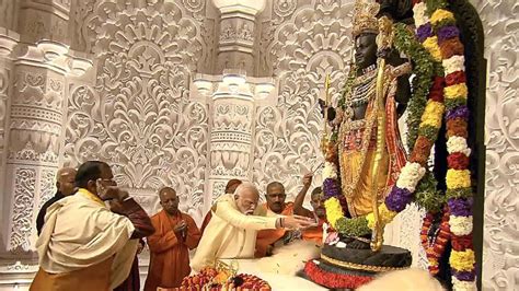 Pm Modi Completes Pran Pratishtha Rituals At Ram Mandir In Ayodhya