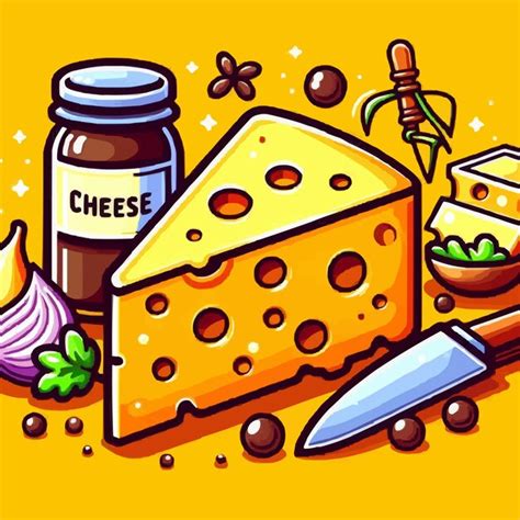 Un Dibujo De Dibujos Animados De Queso Y Un Frasco De Queso Con Un