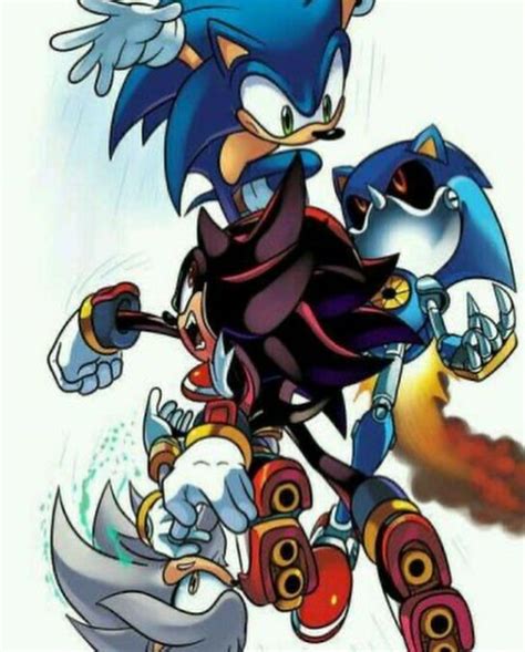 Sonic Shadow And Silver ~vs~ Metal Sonic Sonic The Hedgehog Sonic Sonic And Shadow