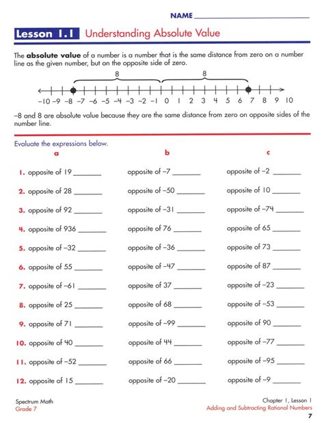 Spectrum Math Grade 7 Worksheets Library