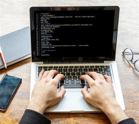 Man Programming On A Computer Office Background Stock Image Image Of