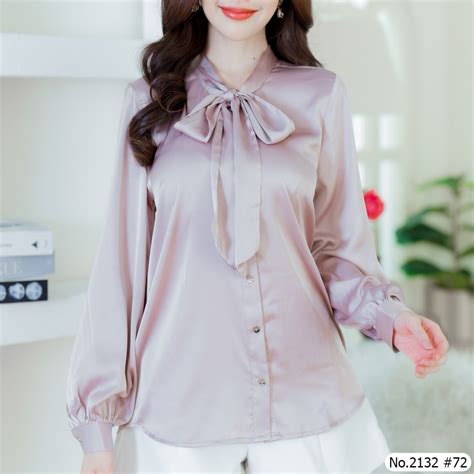 Maristar No 2132 เสื้อแขนยาวสีพื้นมีโบว์หน้า Solid Long Sleeve