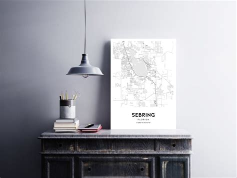 Sebring Map Print Sebring Map Poster Wall Art Fl City Map Florida