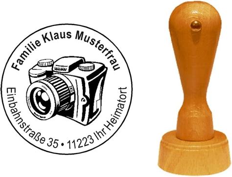 Stempel Holzstempel Adressstempel Foto Kamera Durchmesser Ca