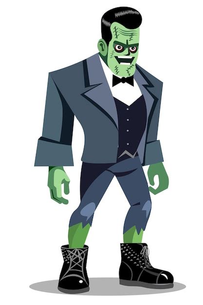 Personaje De Dibujos Animados De Halloween Frankenstein Vector Premium