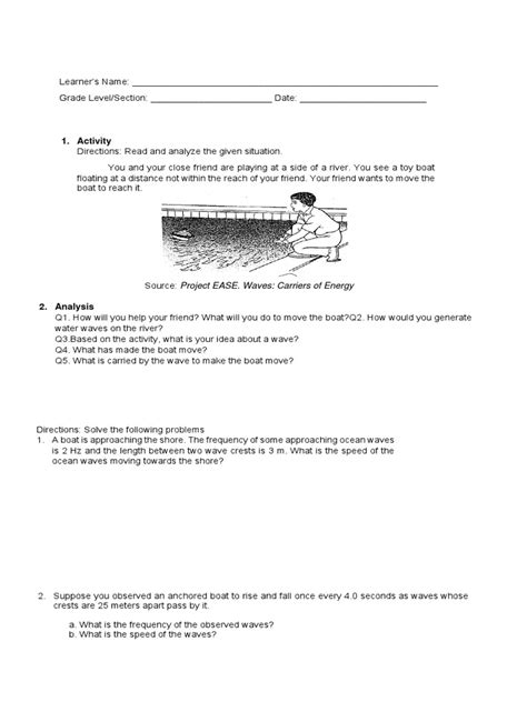 Wave Activity Sheets | PDF