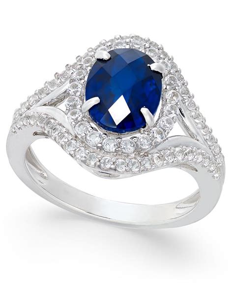 Macy S Lab Created Blue Sapphire 2 Ct T W And White Sapphire 3 4 Ct T W In Sterling