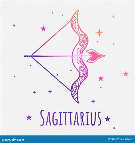 Colorful Zodiac Sign Sagittarius Vector Lineart Easy To Recolor Stock