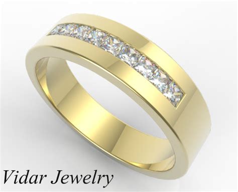 Princess Cut Wedding Band Yellow Gold | Vidar Jewelry - Unique Custom ...